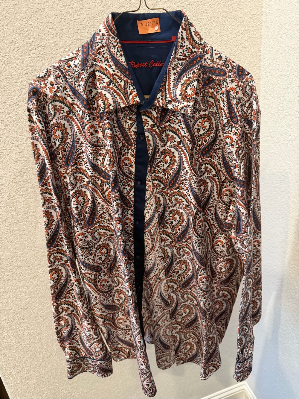 Report Collection Men's Paisley Button-Down Shirt in size XL